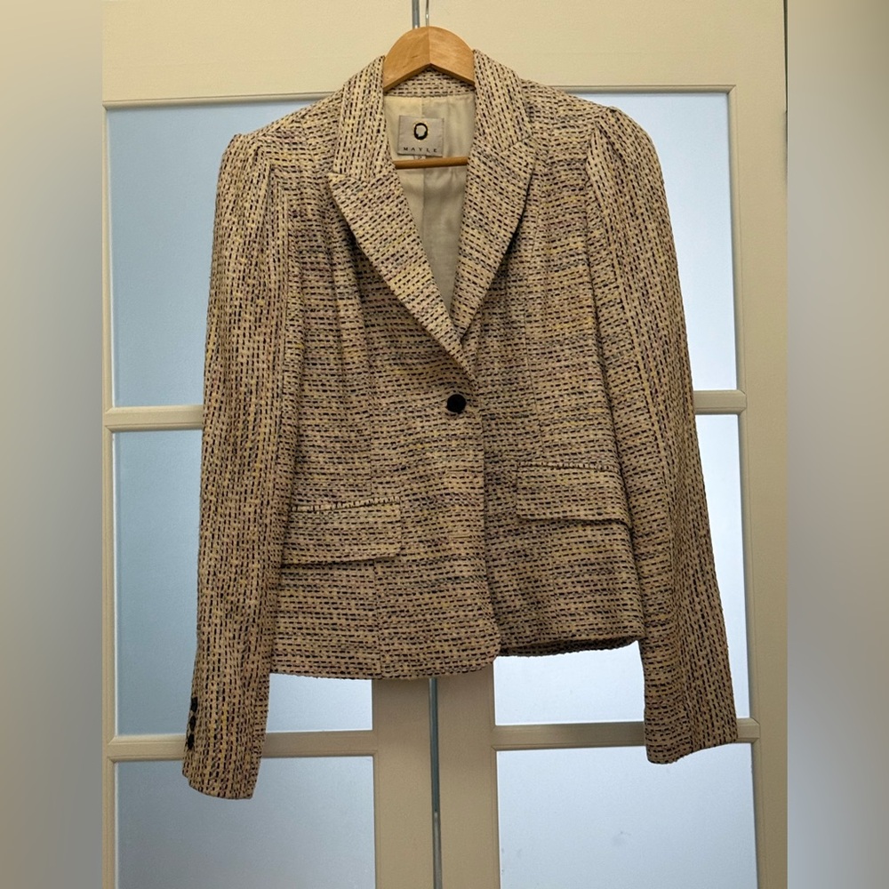 Mayle Women's Cream and Black Tweed Blazer